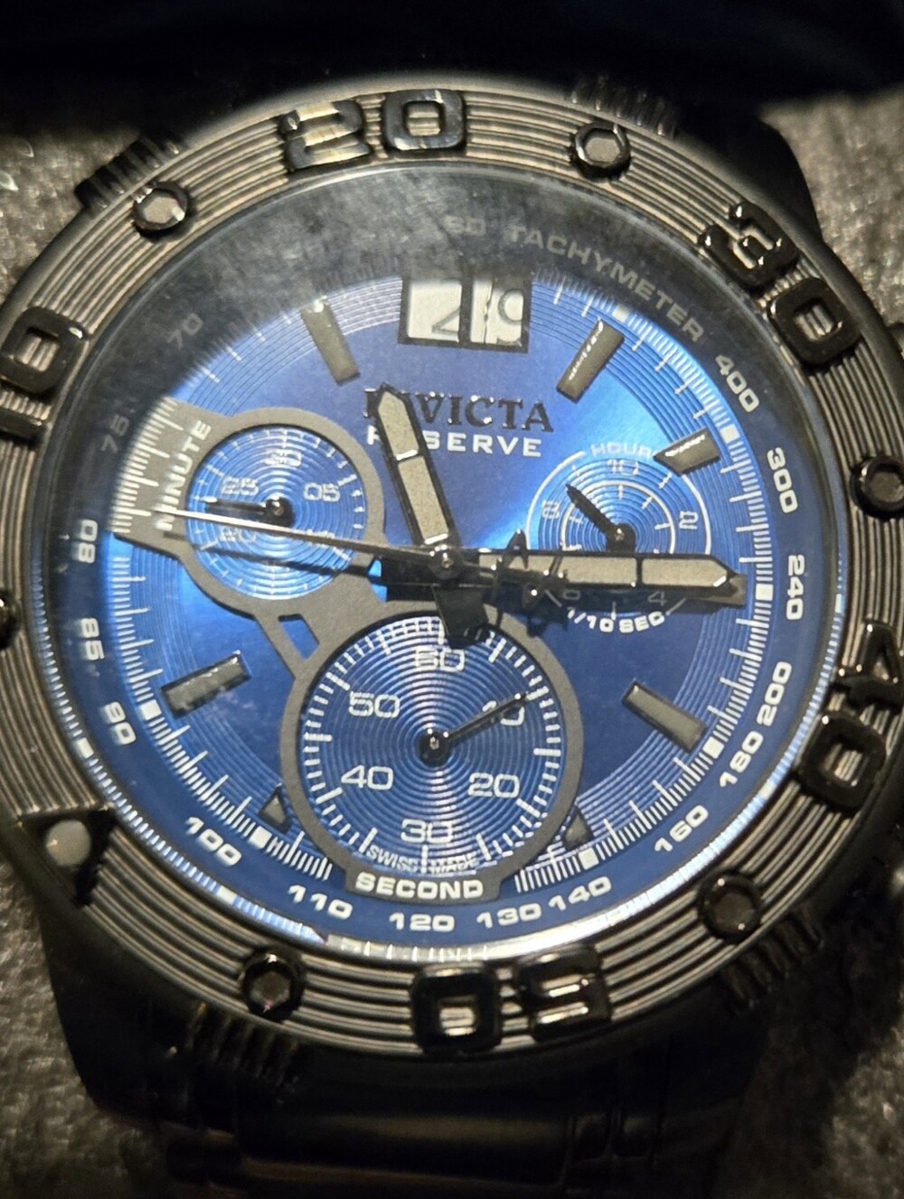 Invicta Reserve Blue Dial Black Bezel Chronograph